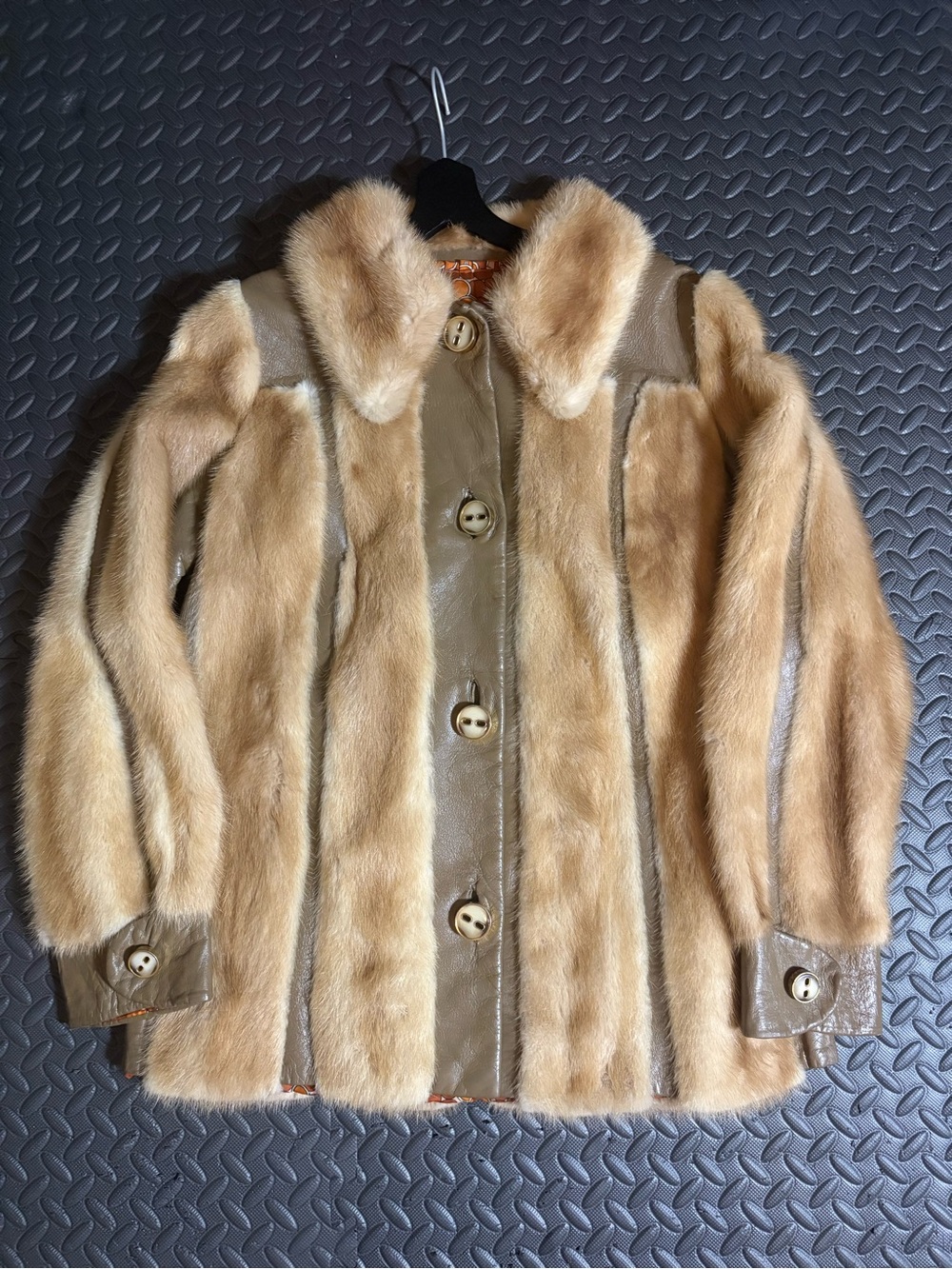 Vintage Beige Fur Panel Coat